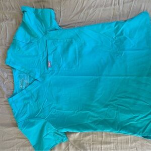 Figs Turquoise V-Neck Short Sleeve Tee